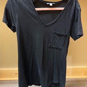 Black V-Neck T-Shirt with Pocket